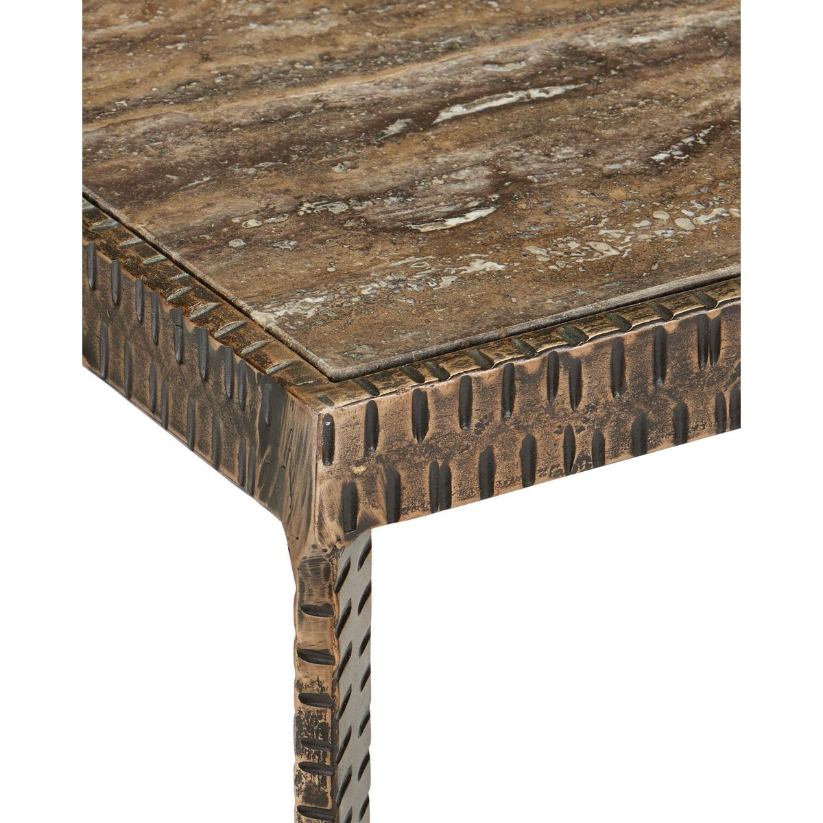 Currey and Company 4000-0275 Ampleur Side Table in Rustic Bronze/Natural