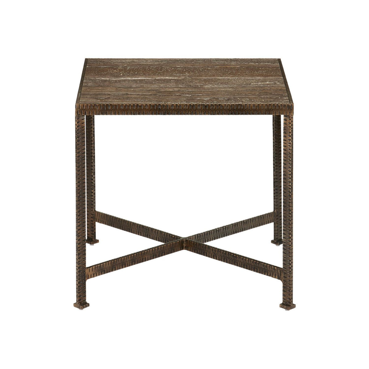 Currey and Company 4000-0275 Ampleur Side Table in Rustic Bronze/Natural