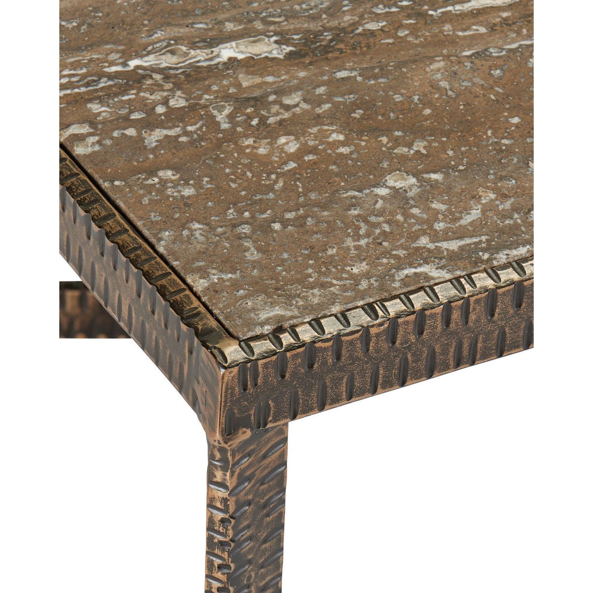 Currey and Company 4000-0276 Ampleur Cocktail Table in Rustic Bronze/Natural