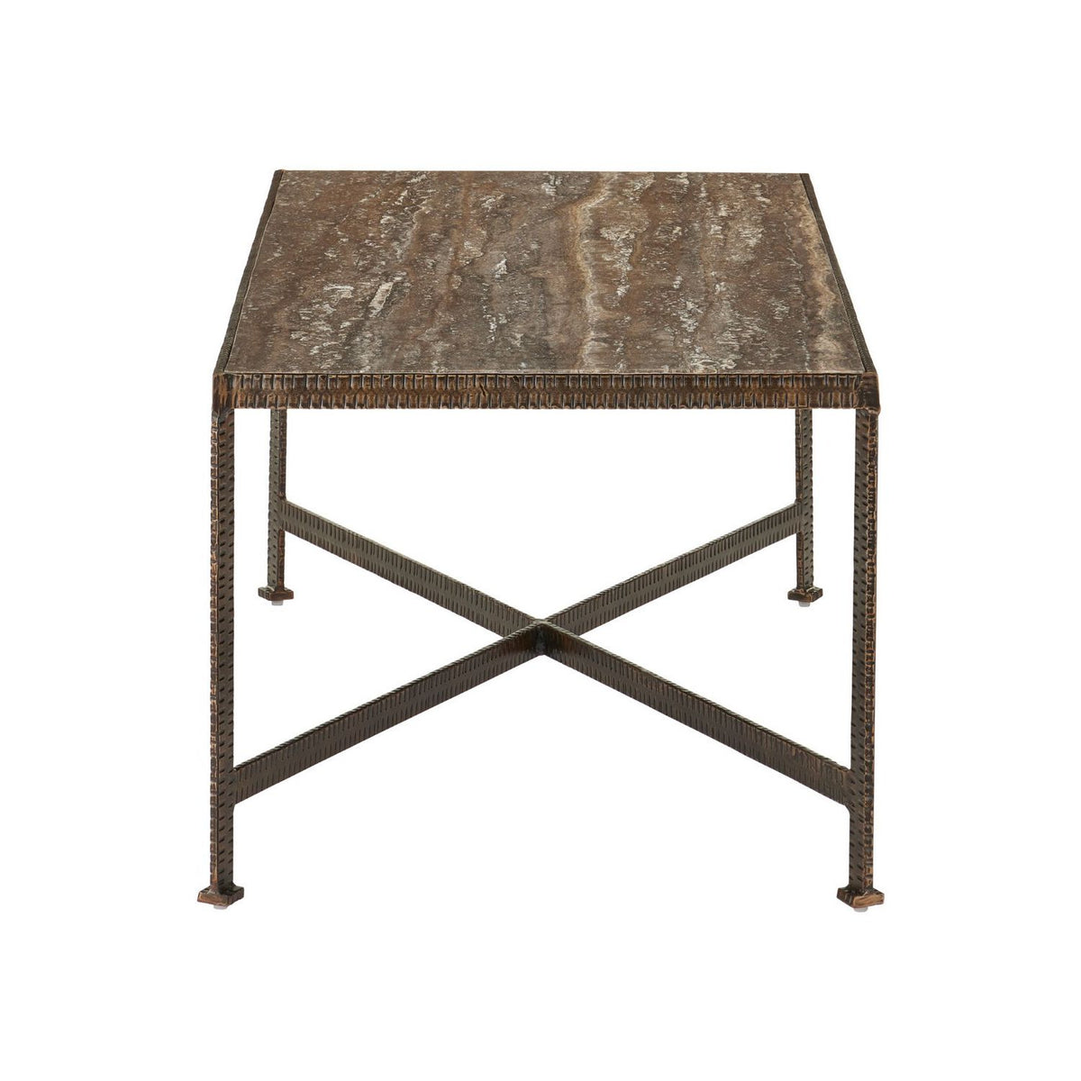 Currey and Company 4000-0276 Ampleur Cocktail Table in Rustic Bronze/Natural