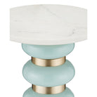 Currey and Company 4000-0281 Lambent Drinks Table in Turquoise/Brushed Brass/Natural