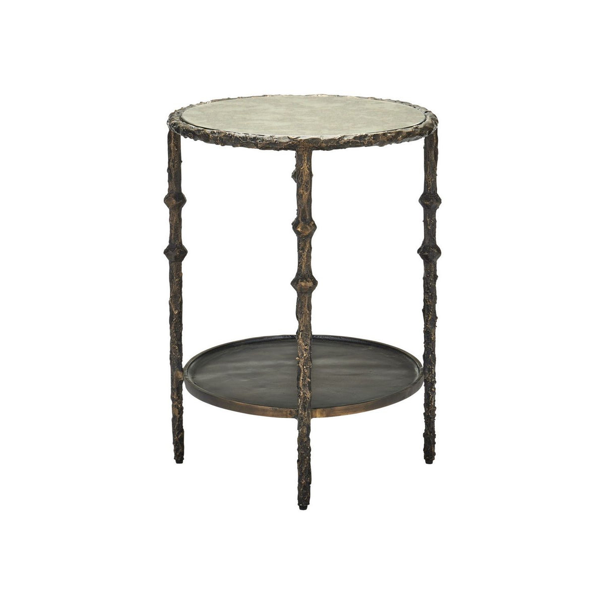 Currey and Company 4000-0284 Spalzato Side Table in Aged Brass/Antique Glass