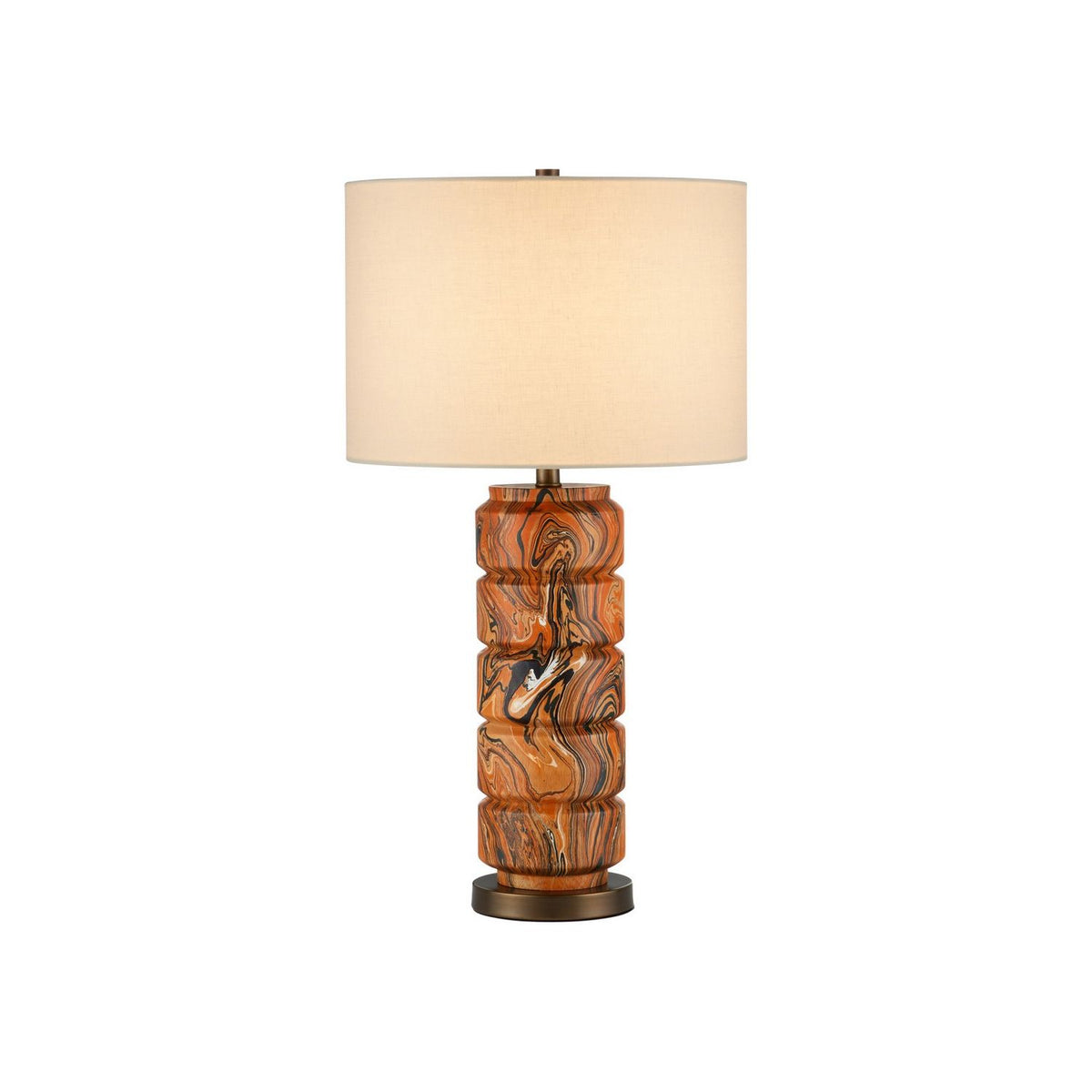 Currey and Company 6000-1087 Crantock Table Lamp in Marbelized Orange