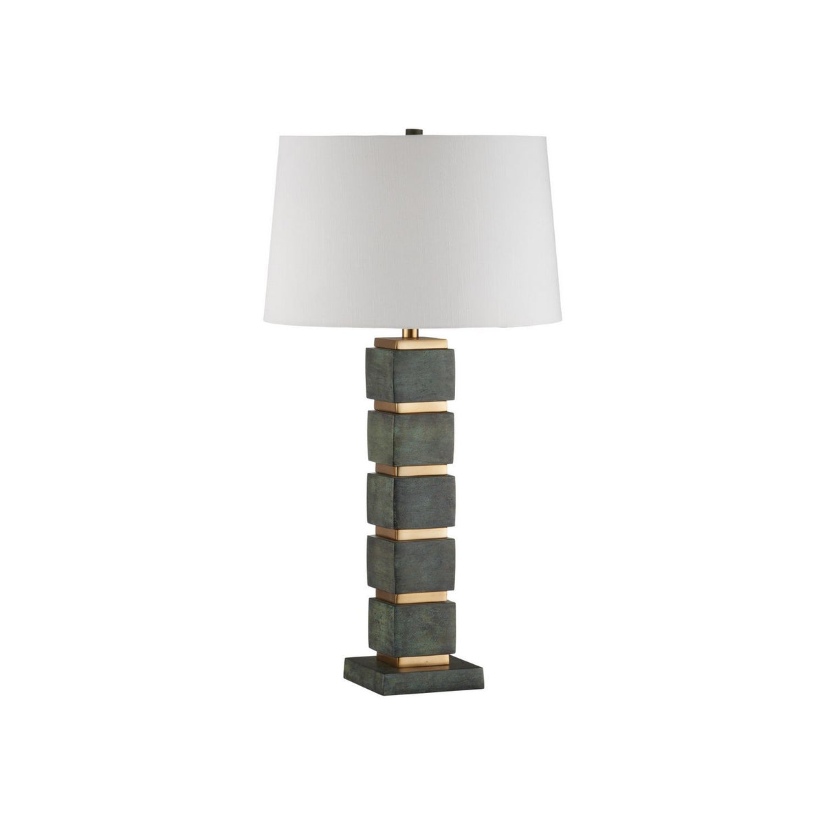 Currey and Company 6000-1097 Tetra Table Lamp in Verdigris/Antique Brass