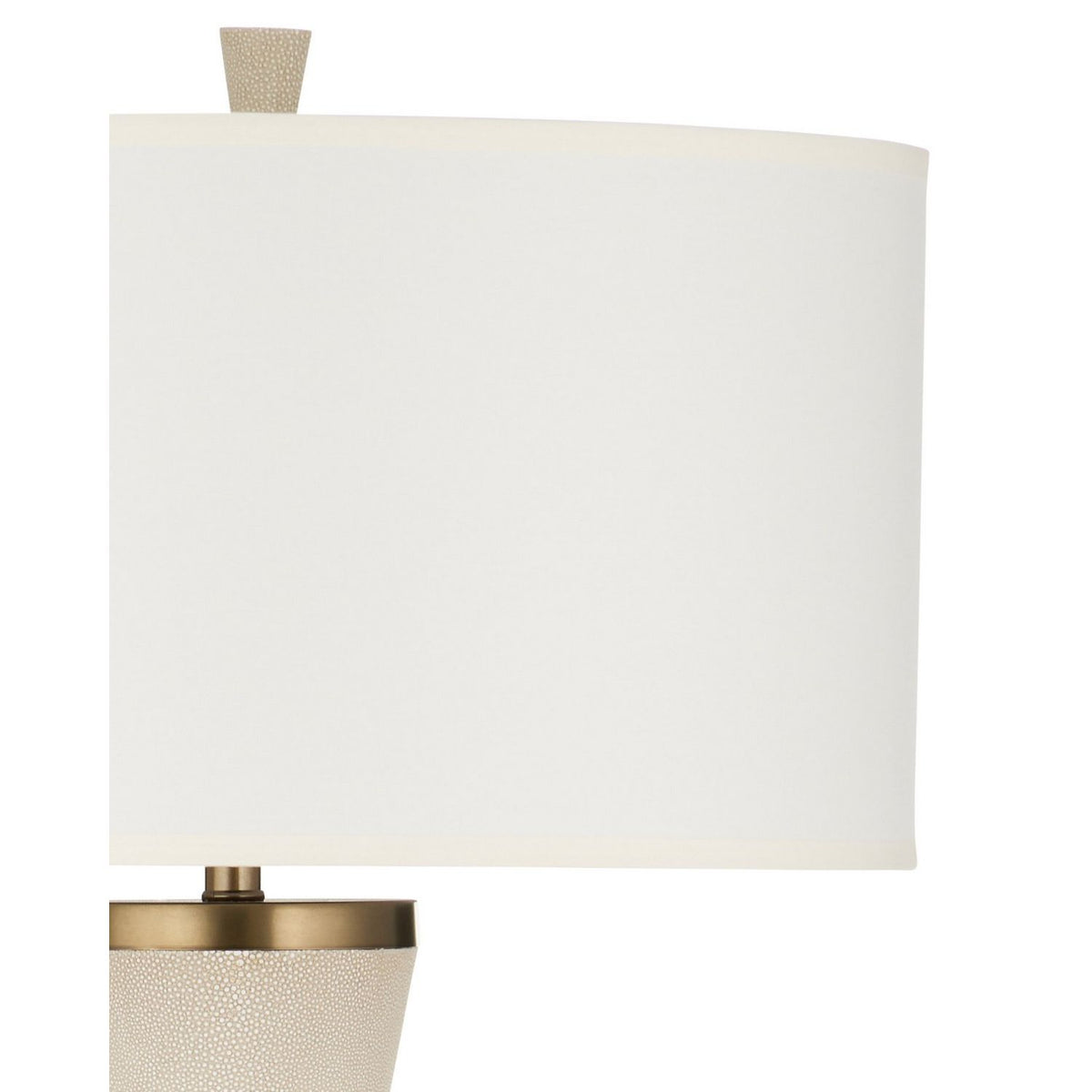Currey and Company 8000-0188 Galuchat Hourglass Floor Lamp in Ivory Faux Shagreen/Brass
