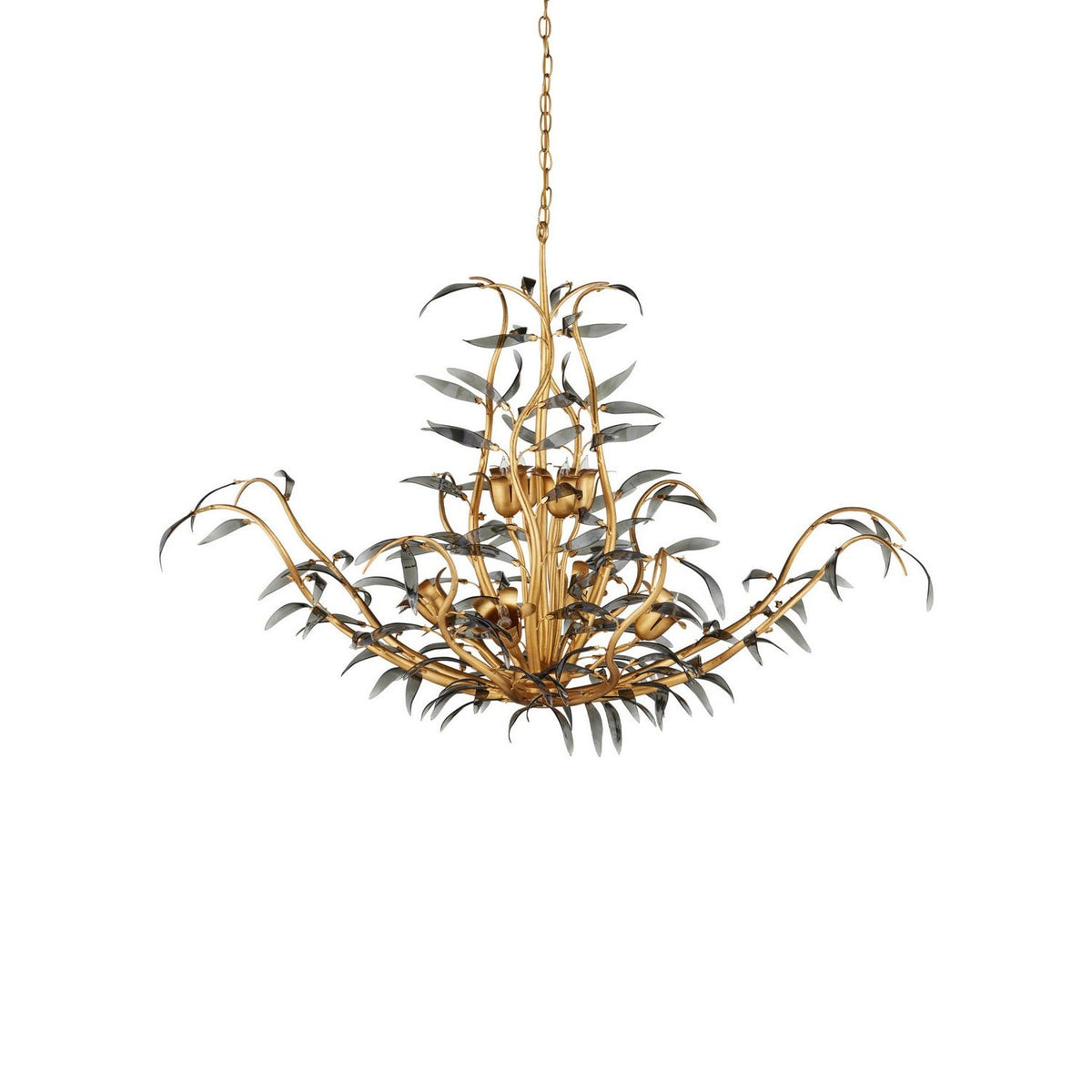 Currey and Company 9000-1437 Odile Chandelier in Black/Contemporary Gold Leaf/Contemporary Gold