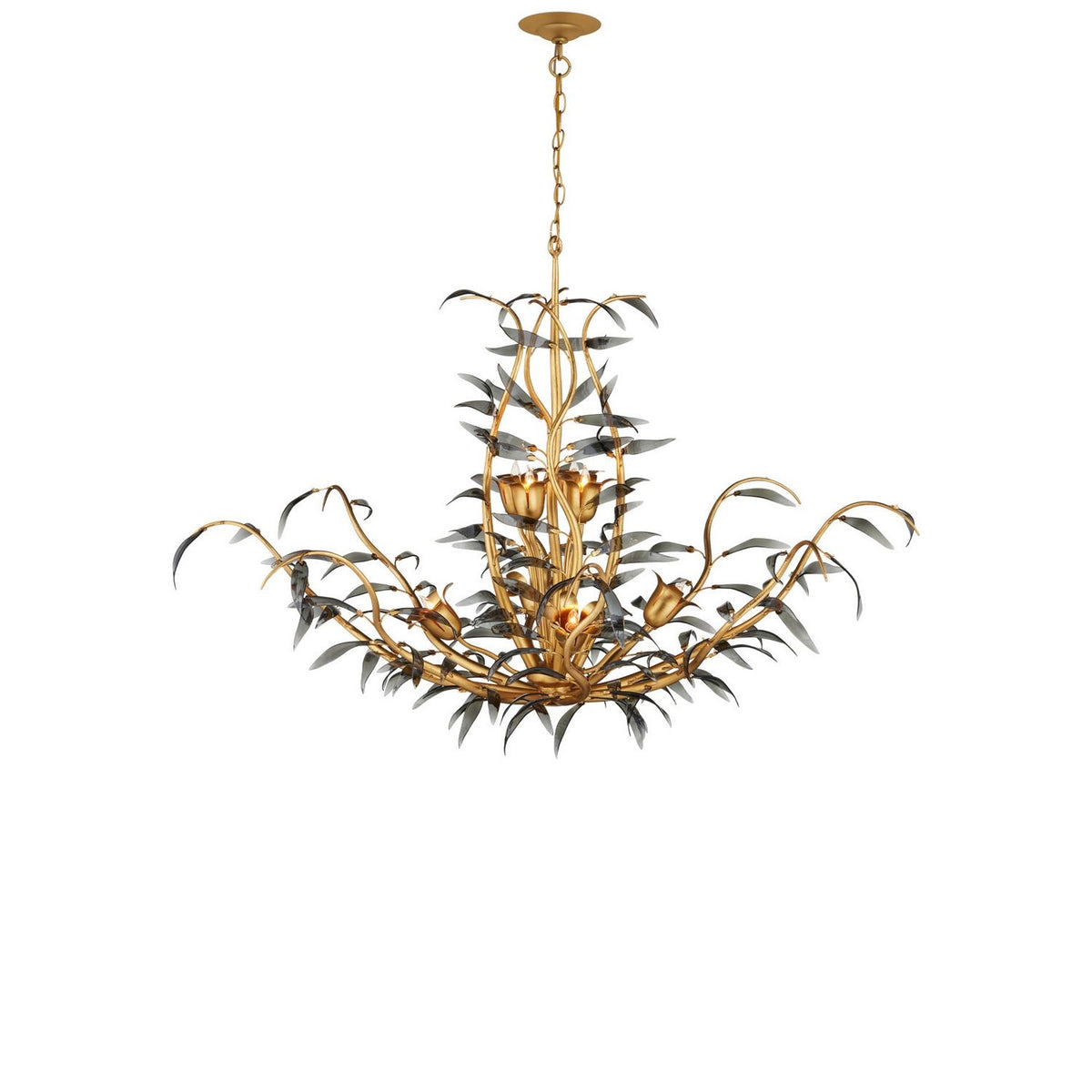 Currey and Company 9000-1437 Odile Chandelier in Black/Contemporary Gold Leaf/Contemporary Gold