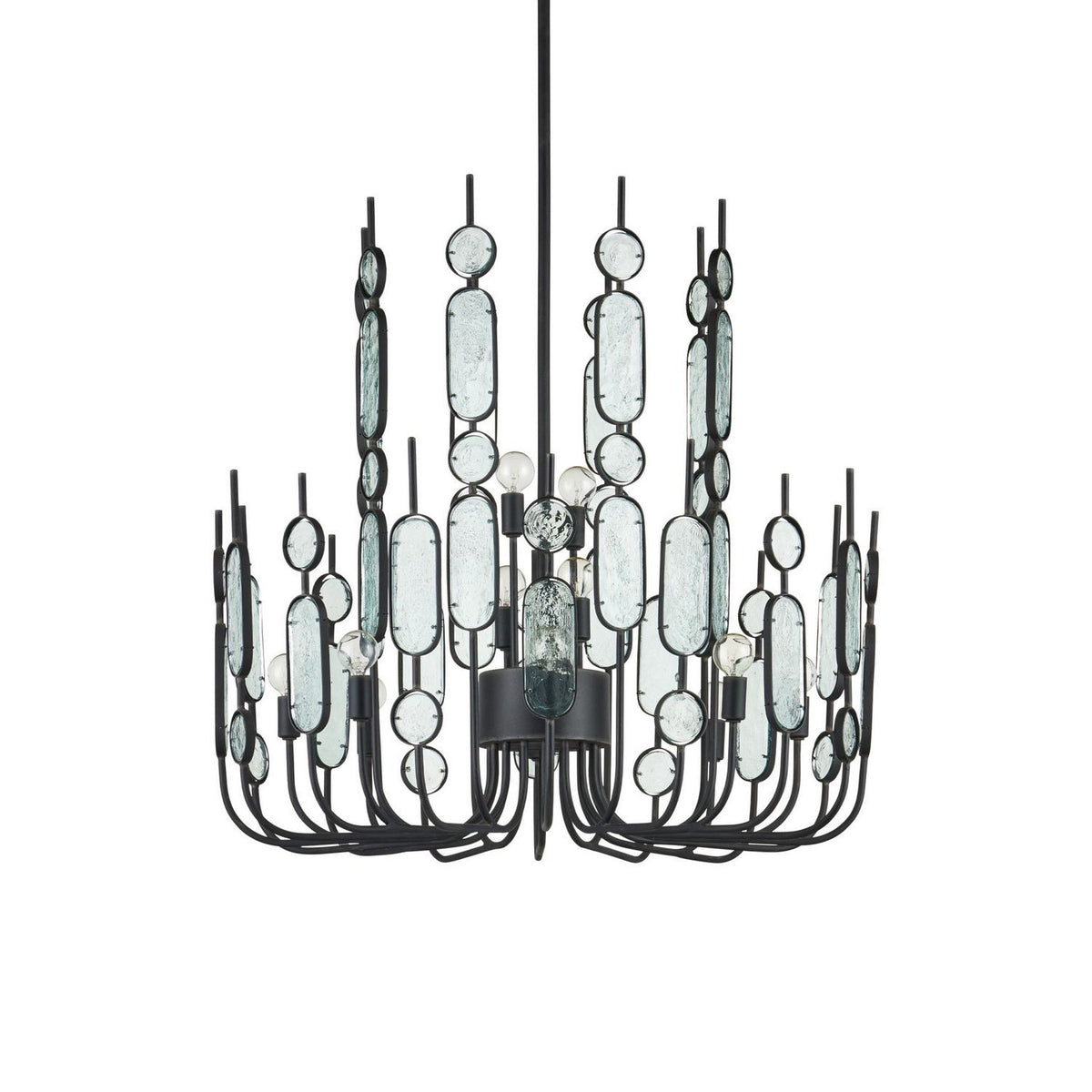 Currey and Company 9000-1446 Ettore Chandelier in Clear/Blacksmith
