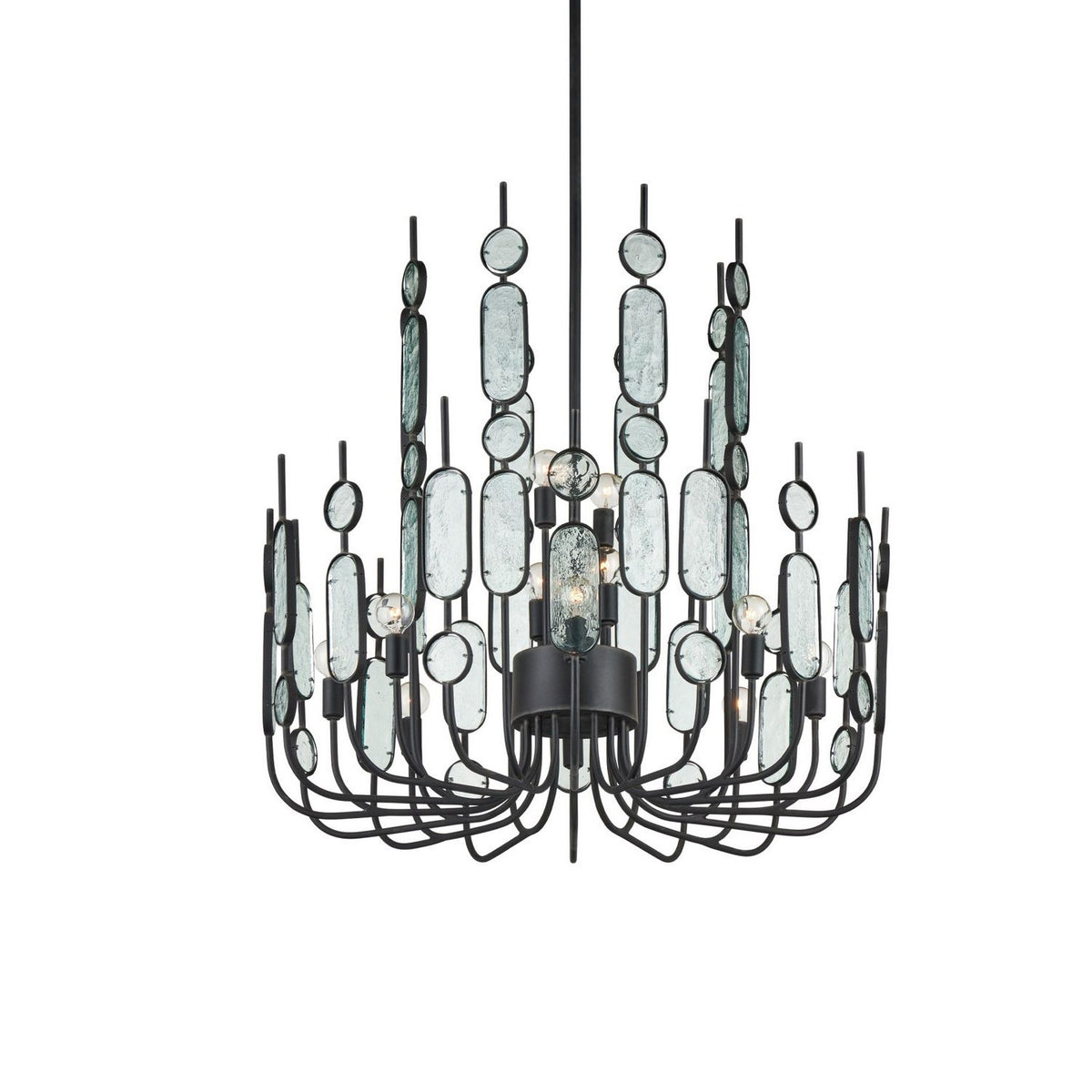 Currey and Company 9000-1446 Ettore Chandelier in Clear/Blacksmith