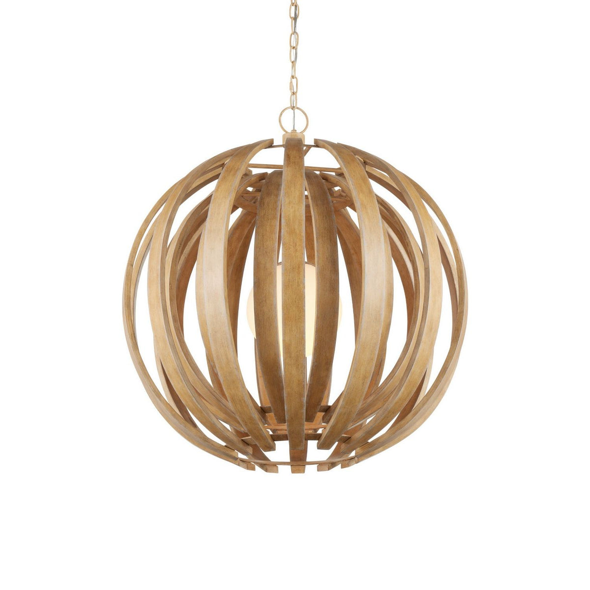 Currey and Company 9000-1447 Dryad Pendant in Natural Ash/Frosted White