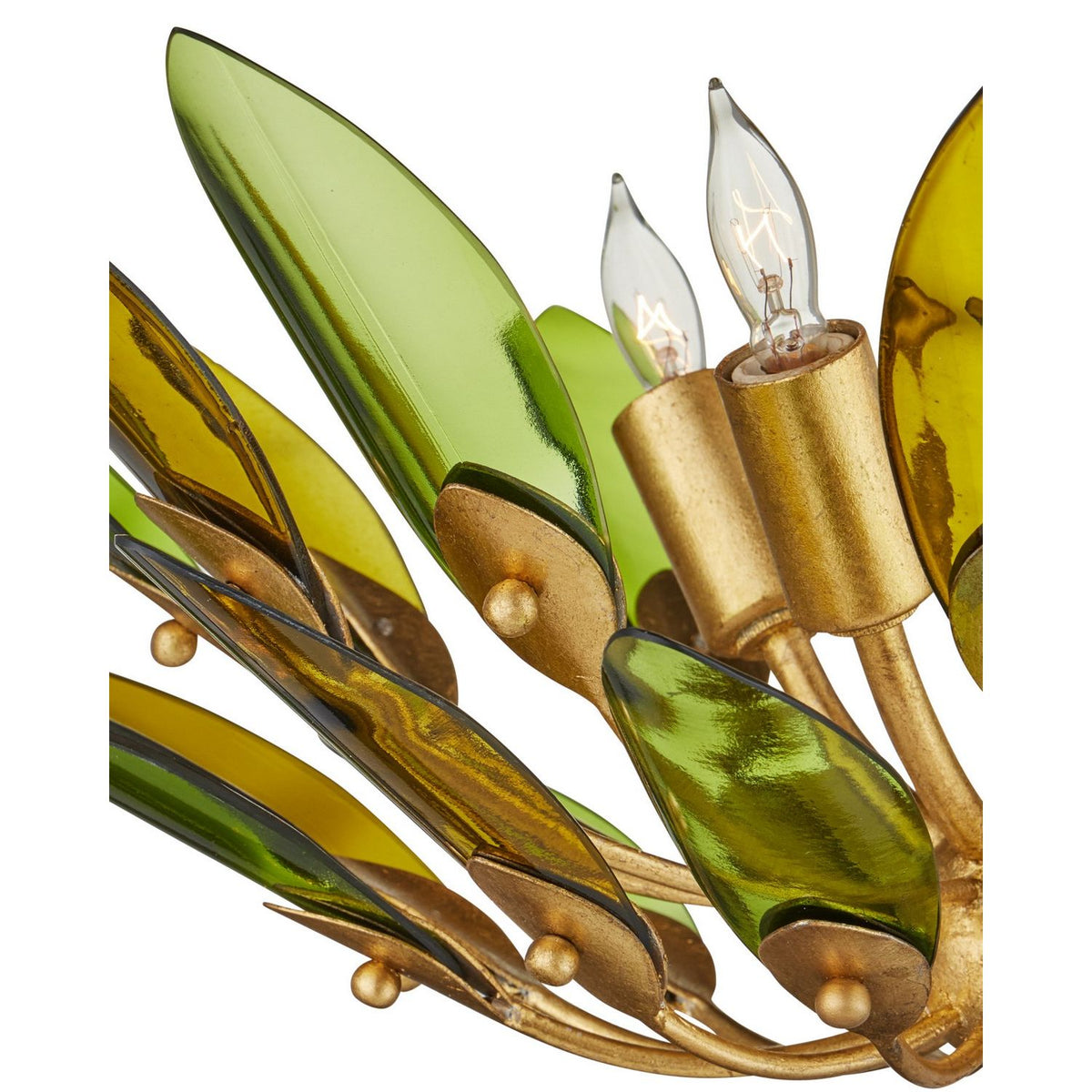 Currey and Company 9000-1450 Selavy Semi-Flush Mount in Green/Contemporary Gold Leaf/Contemporary Gold
