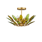 Currey and Company 9000-1450 Selavy Semi-Flush Mount in Green/Contemporary Gold Leaf/Contemporary Gold