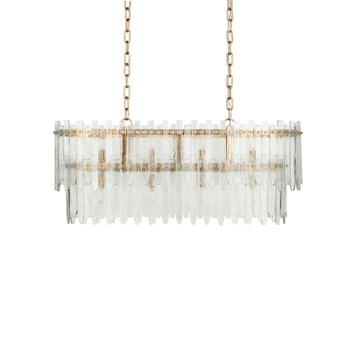 Currey and Company 9000-1454 Electra Oval Chandelier in Clear/Antique Brass
