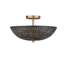 Currey and Company 9000-1455 Jali Semi-Flush Mount in Black/Brass Antique