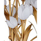 Currey and Company 9000-1475 Glazen Tulpen Chandelier in Polished Antique Brass/White