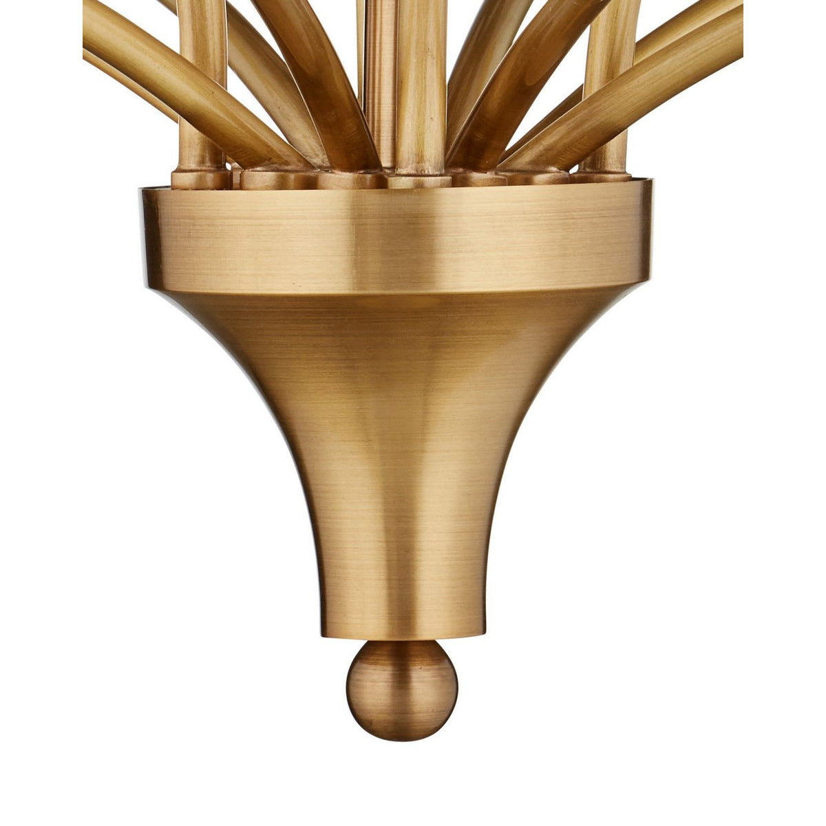 Currey and Company 9000-1475 Glazen Tulpen Chandelier in Polished Antique Brass/White