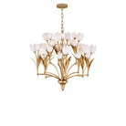 Currey and Company 9000-1475 Glazen Tulpen Chandelier in Polished Antique Brass/White