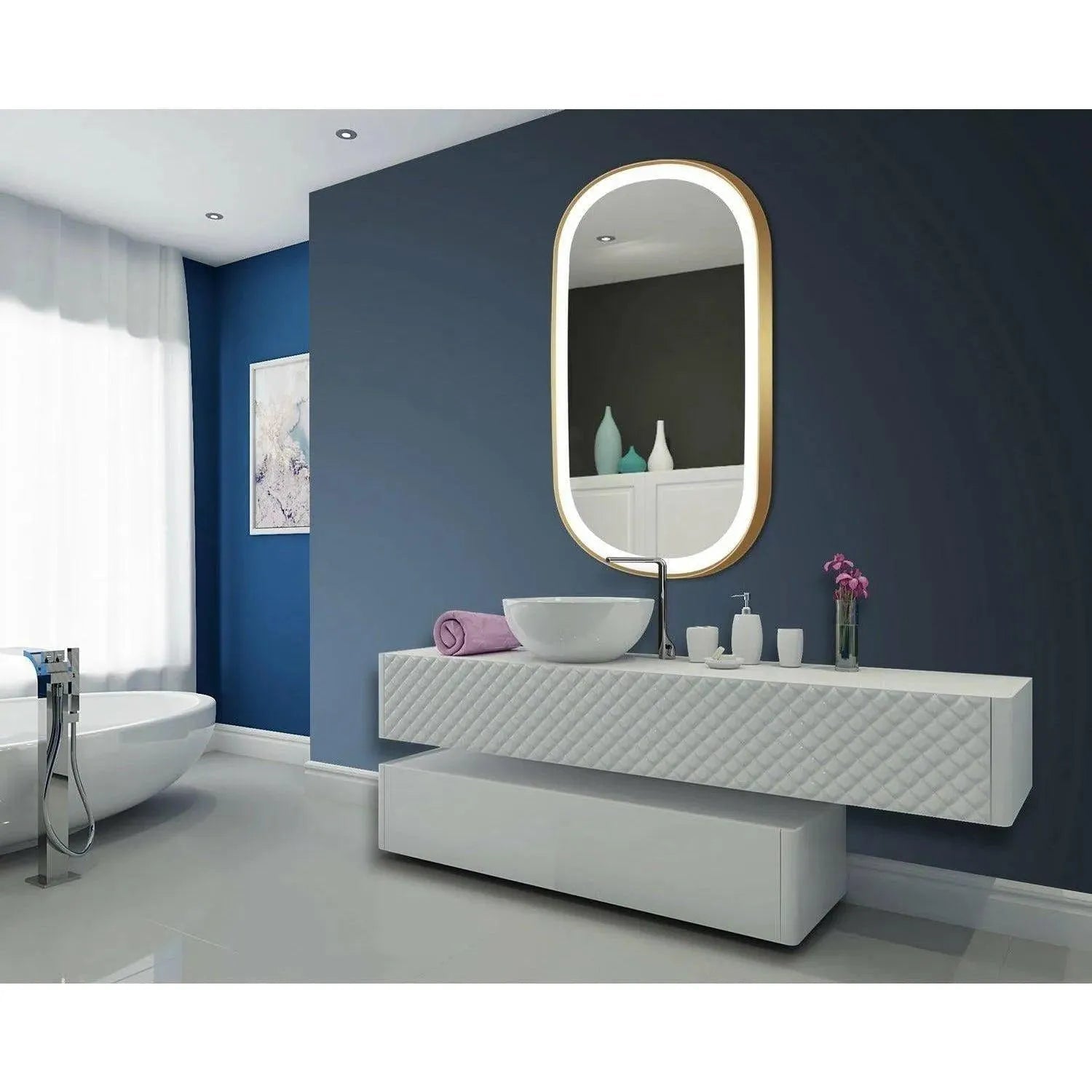 Paris Mirror - Chic Oval LED Mirror - CHICO32606000-GLD | The Rug District