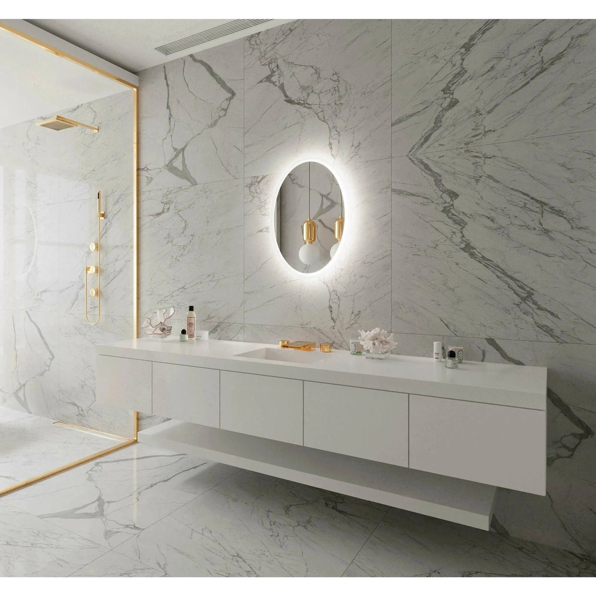 Oval Backlit LED Mirror | Paris Mirror – The Rug District