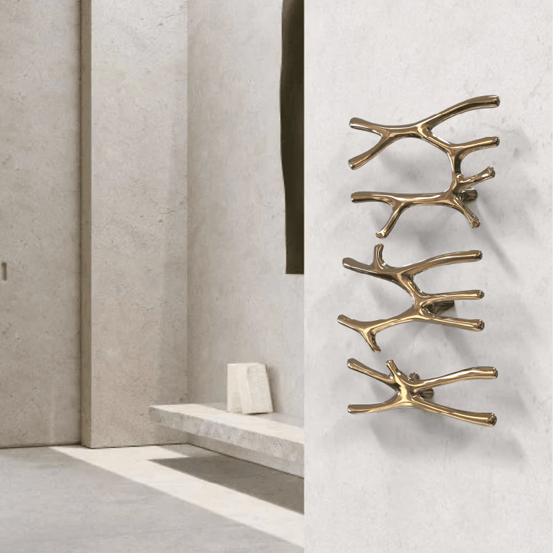 P&Bhusri S7-M-PWH-N Daphne's Branch Medium Towel Warmer in Porcelain White