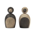 Kay Bojesen 39460 Pair of Sparrows Wooden Figurine Set in Oak/Smoked Oak