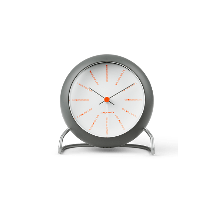 Arne Jacobsen Clocks 43694 Bankers Table Clock in Dark Grey
