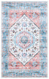 Washable Printed Rug WPR322K Turquoise / Red