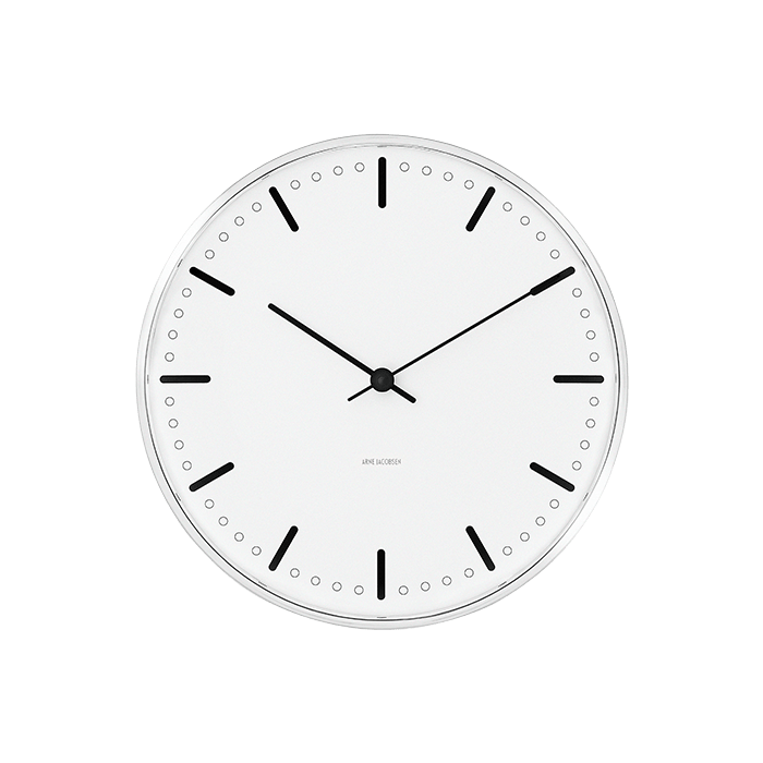 Arne Jacobsen Clocks 43621 City Hall Wall Clock in White/Black