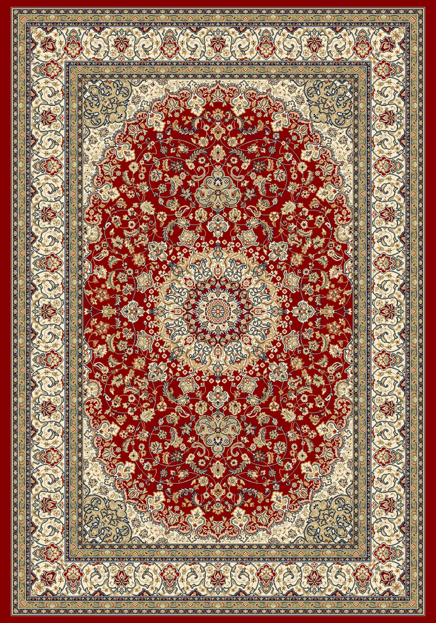 Ancient Garden 57119 Red/Ivory