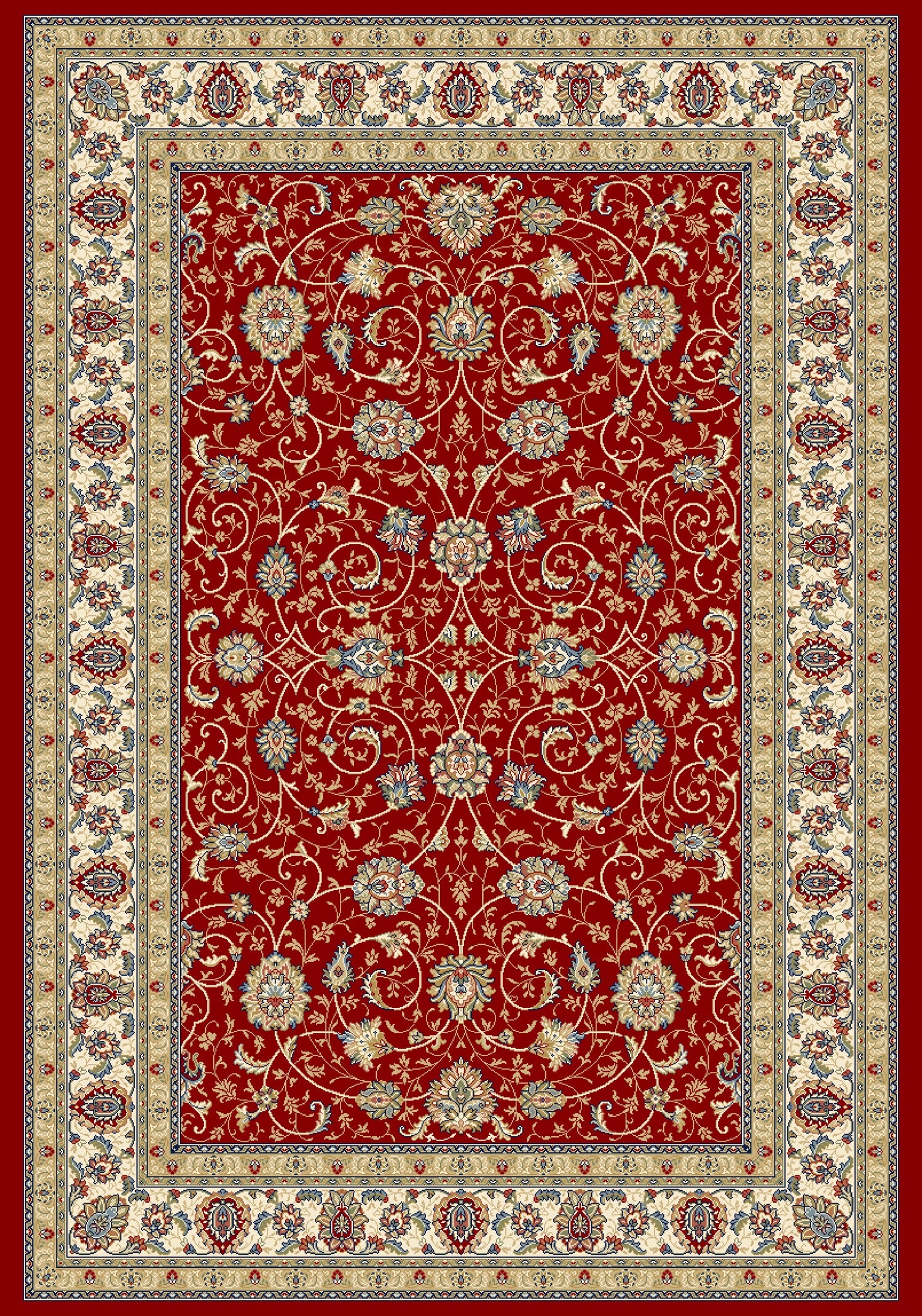 Ancient Garden 57120 Red/Ivory