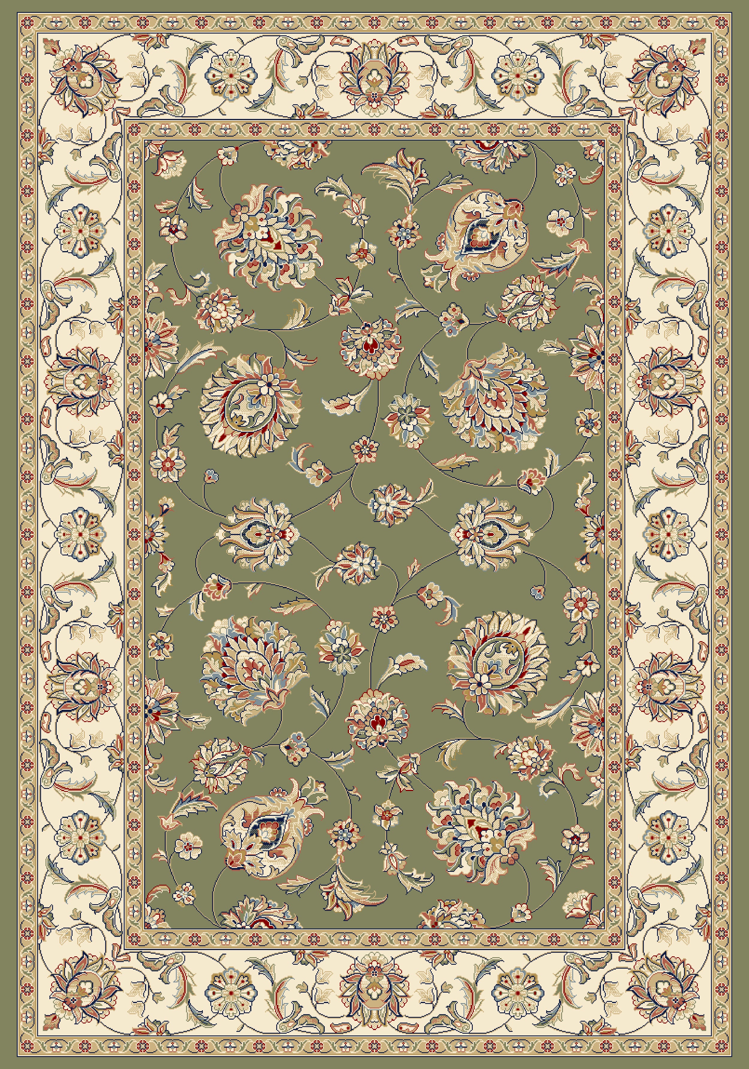 Ancient Garden 57365 Green/Ivory