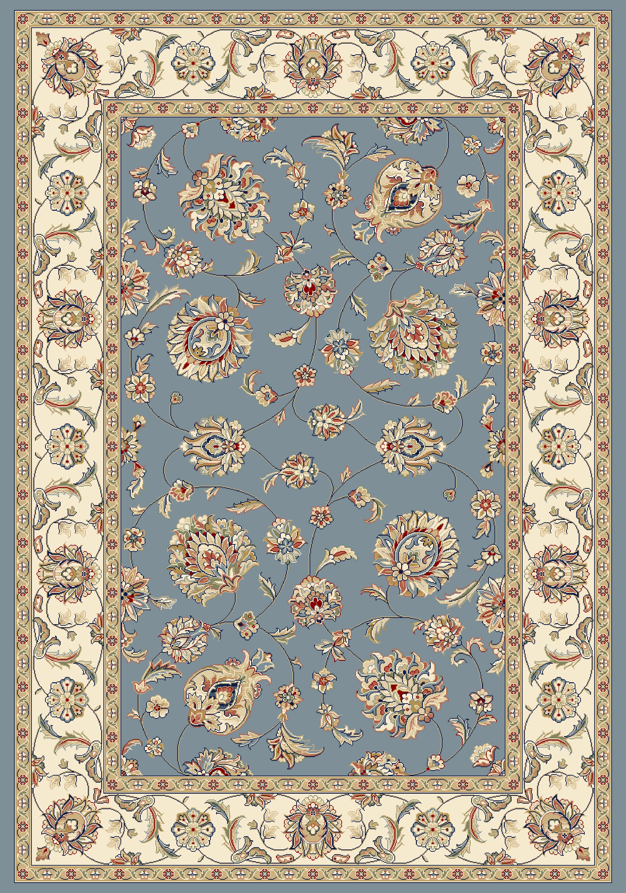 Ancient Garden 57365 Lt Blue/Ivory